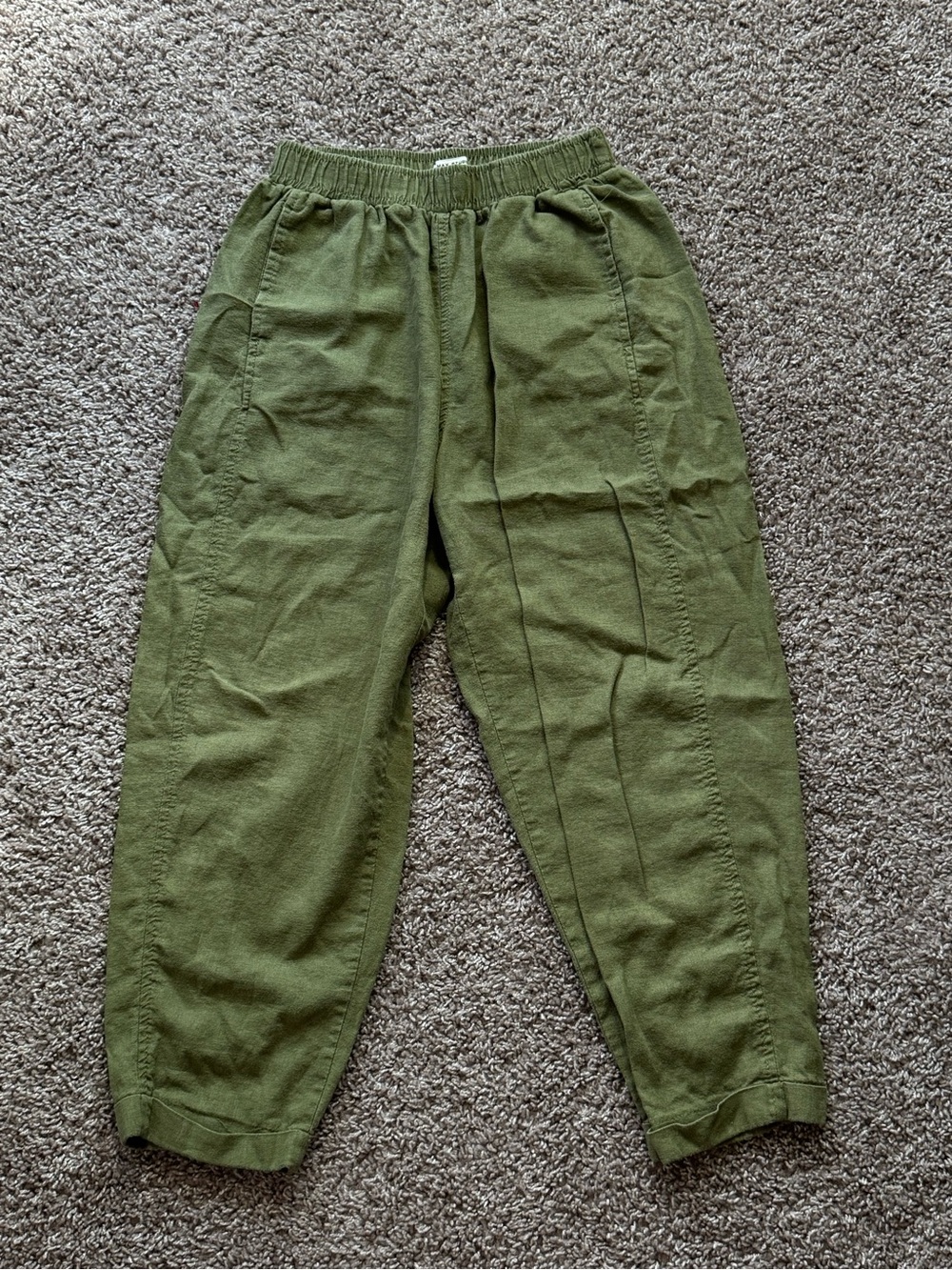 Max Studio London Linen Blend Olive Green Pants Size S